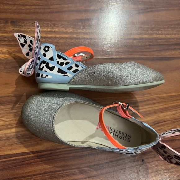 Sophia Webster Mini Chiara Mary Jane Butterfly Flats Leopard Glitter Kids 9 25 - Picture 8 of 15